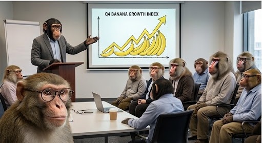 A monkey presenting the Q3 roadmap for Project COBOL Renaissance